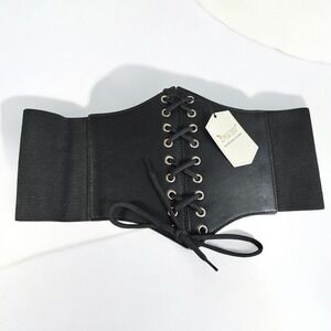 JASGOOD‎ Black Wide Elastic Corset Belt Lace Corset Belt for Women Renaissance
